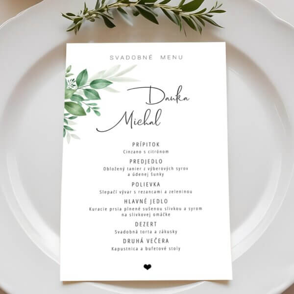 Svadobné menu Greenery